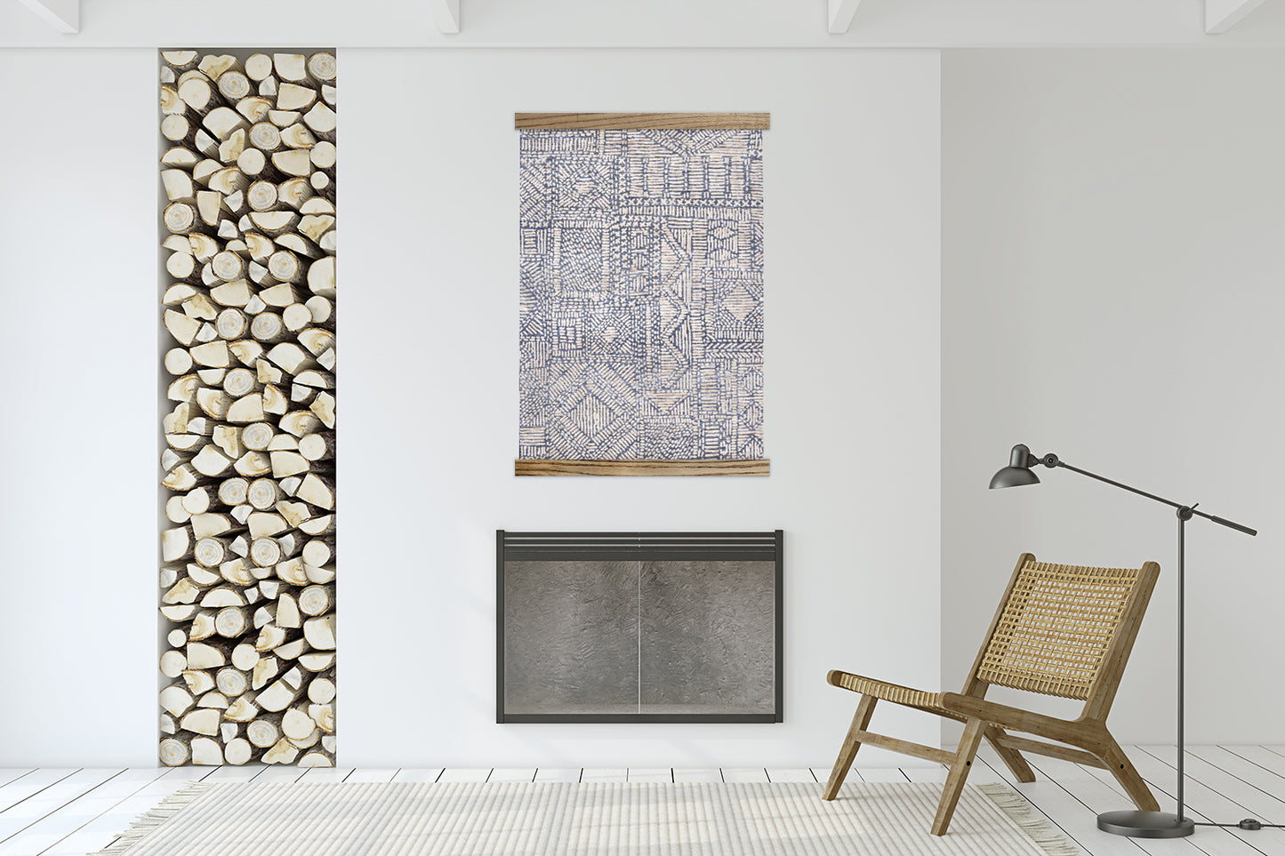 Tapestry Rug Hanging Oak Wood Bar